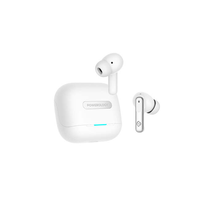 Powerology 6 Mic Hybrid ANC ENC True Wireless Buds White